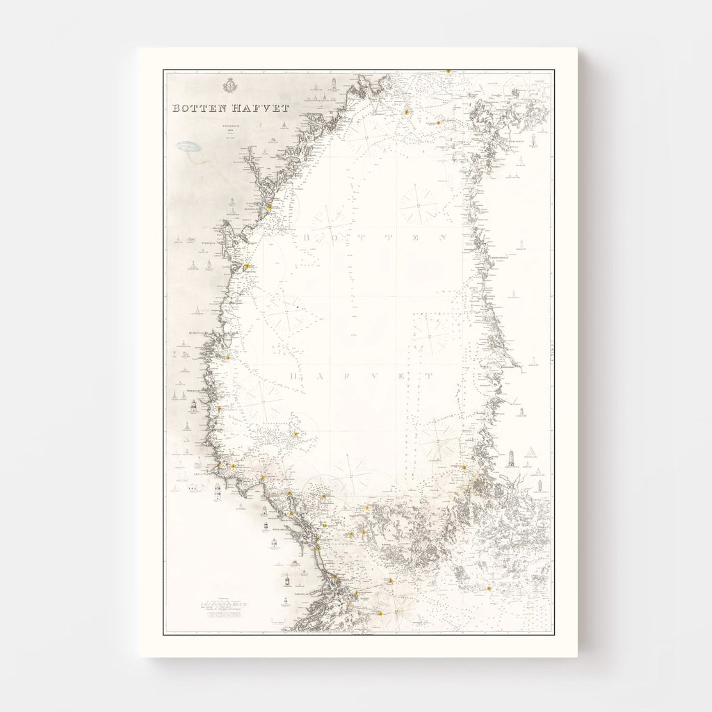 Vintage Bothnian Sea Map 1868