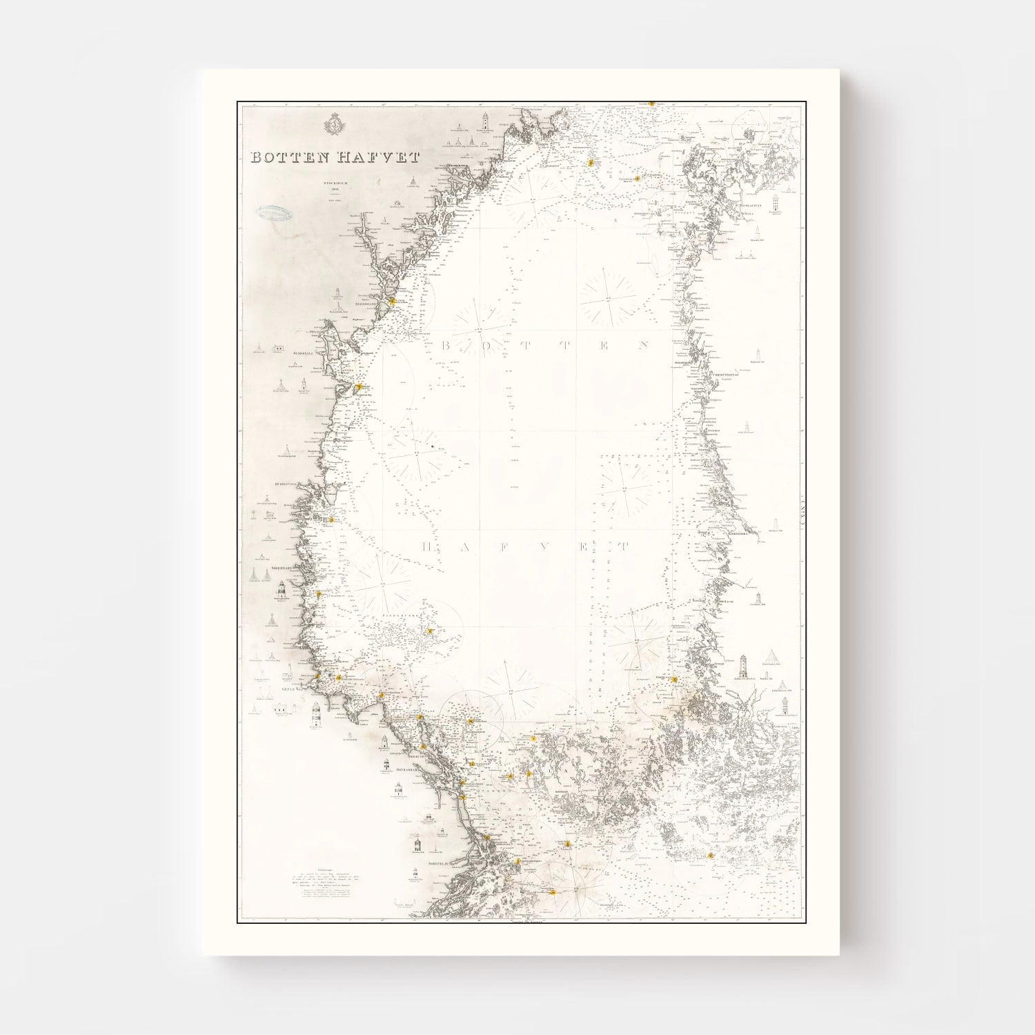 Vintage Bothnian Sea Map 1868