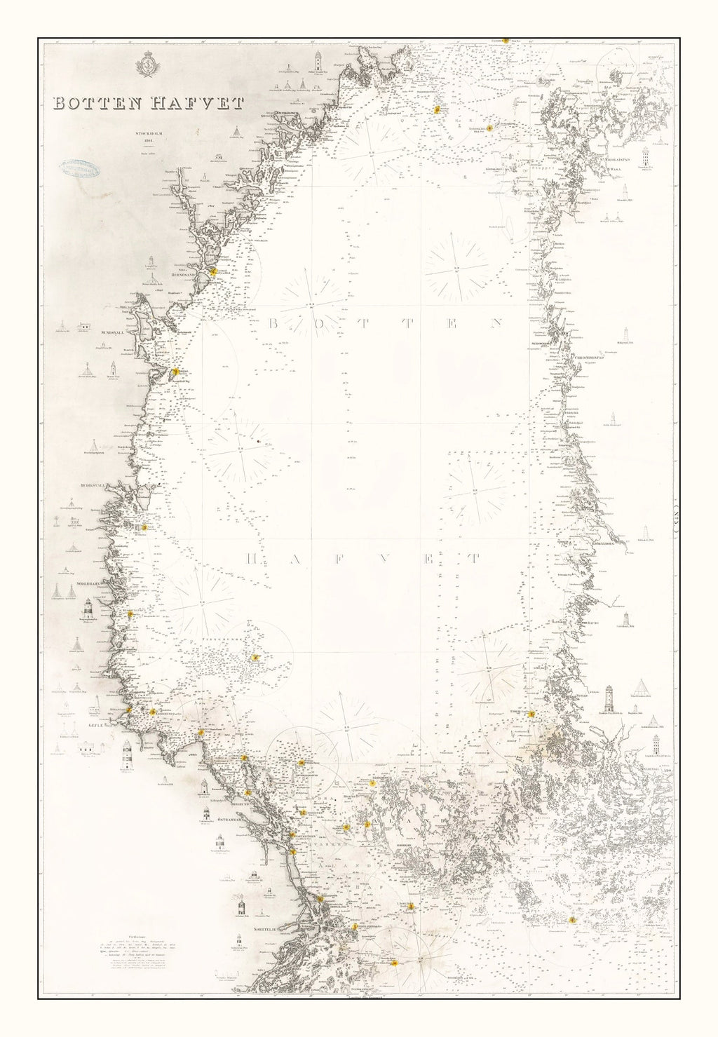 Vintage Bothnian Sea Map 1868