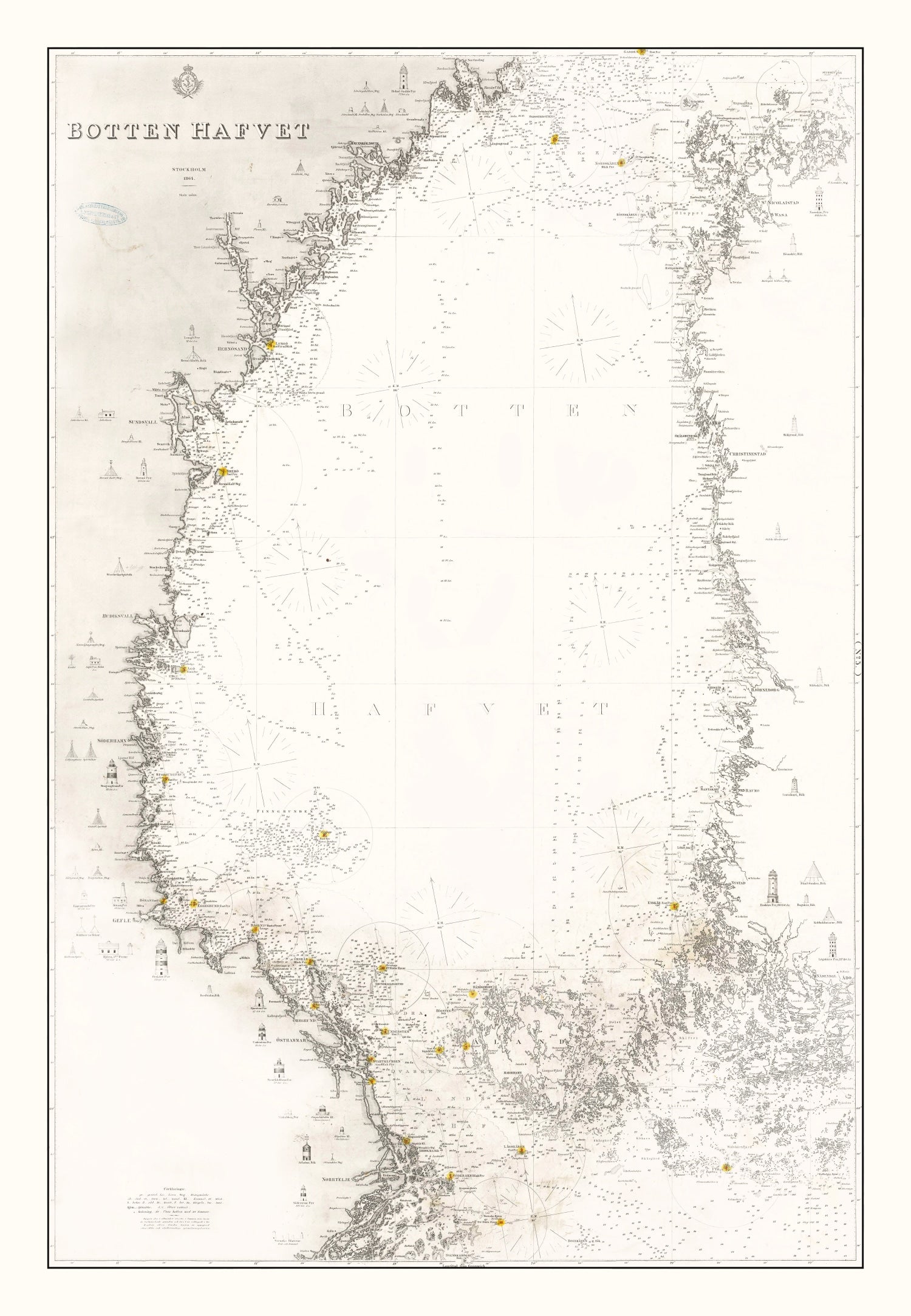 Vintage Bothnian Sea Map 1868