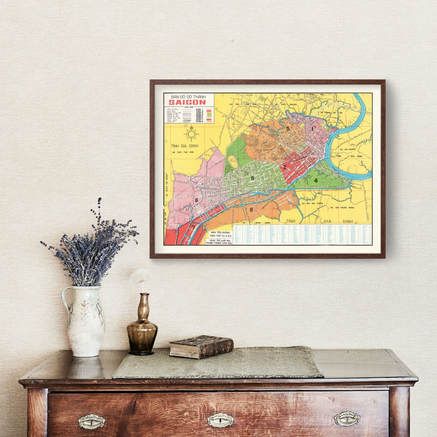 Vintage Map of Saigon, Vietnam 1966
