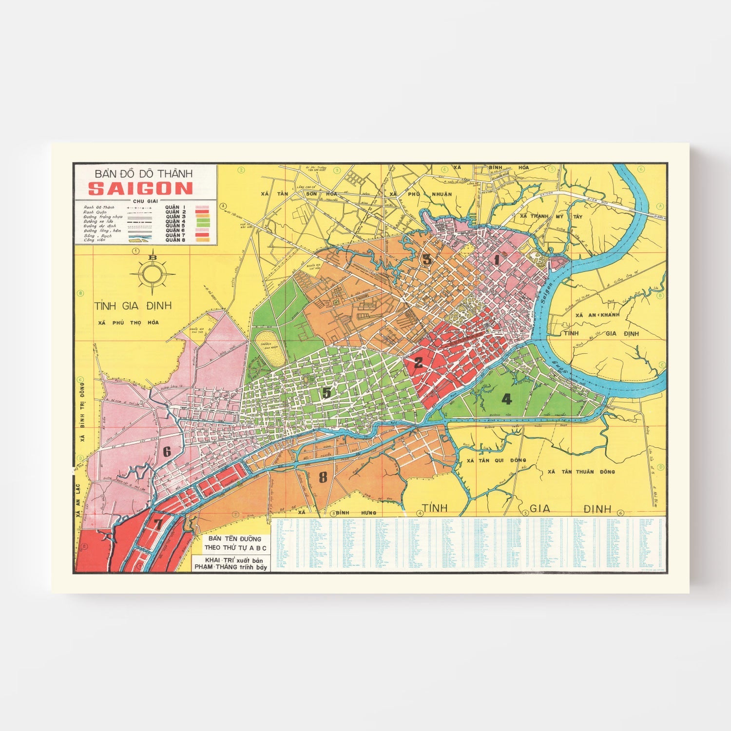 Vintage Map of Saigon, Vietnam 1966
