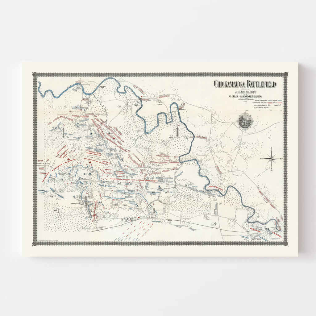 Vintage Chickamauga Battlefield Map 1895