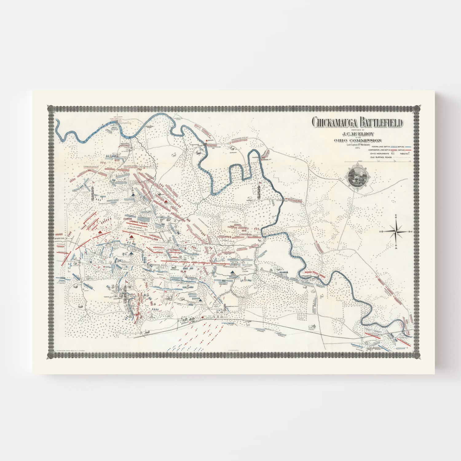 Vintage Chickamauga Battlefield Map 1895