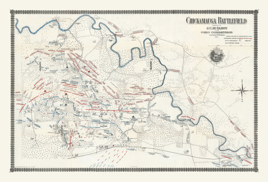 Vintage Chickamauga Battlefield Map 1895