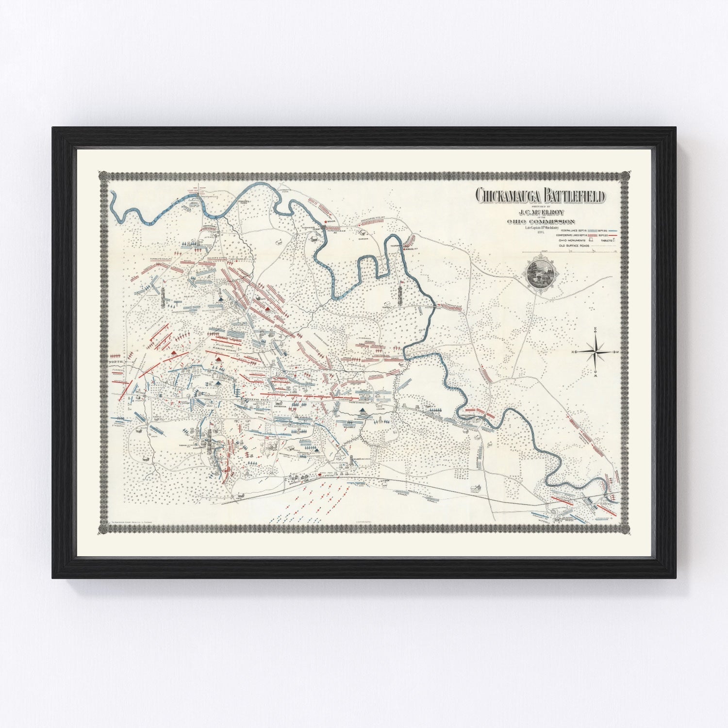 Vintage Chickamauga Battlefield Map 1895