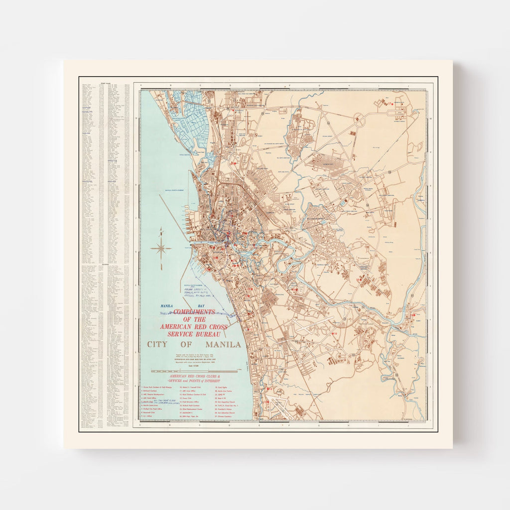 Vintage Map of Manila, Philippines 1945