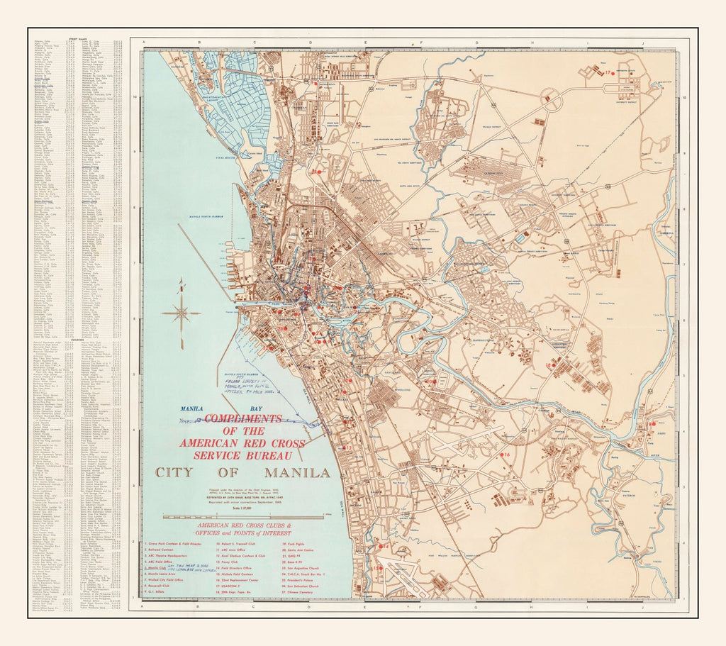 Vintage Map of Manila, Philippines 1945
