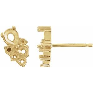 14K Yellow Gold 4x3 mm Pear Cluster Earring Mounting