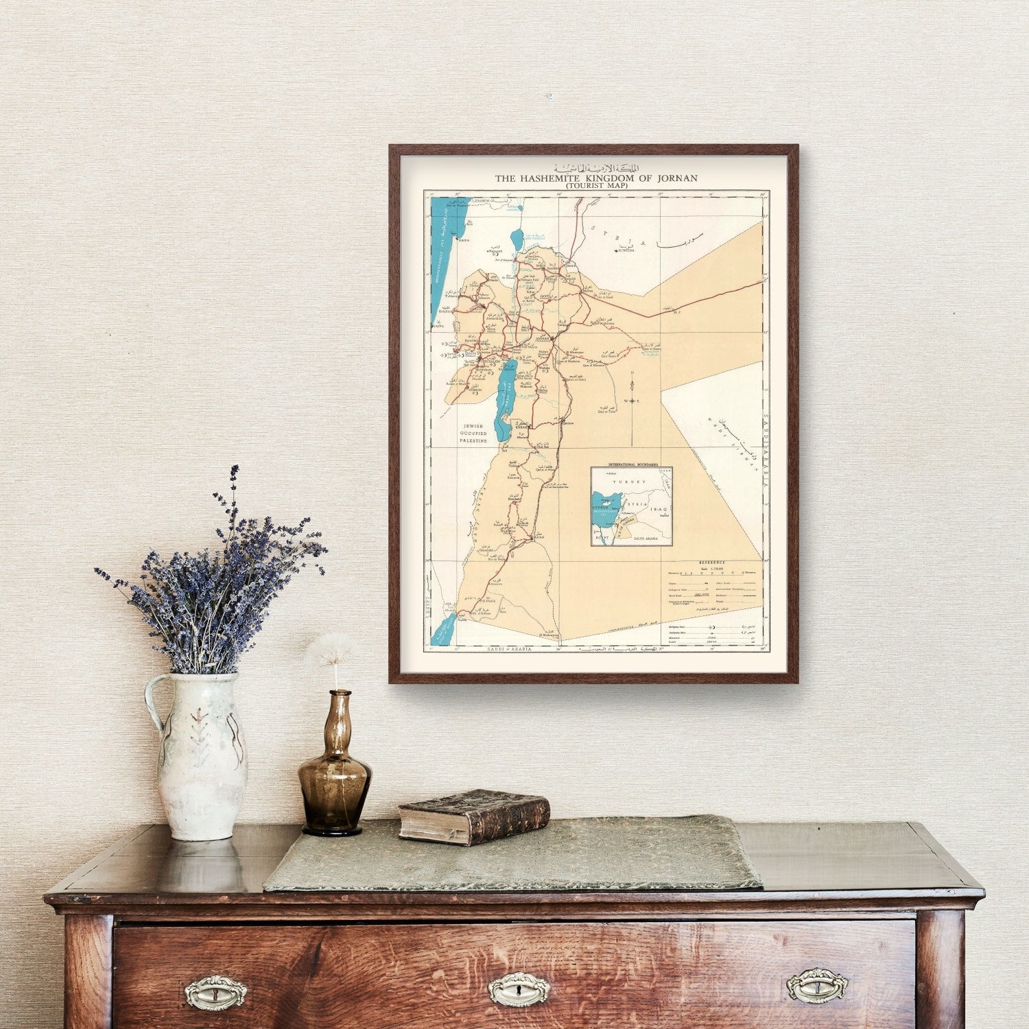 Vintage Hashemite Kingdom of Jordan Map 1955