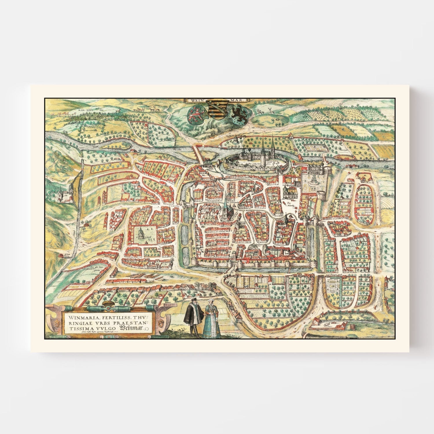 Vintage Map of Weimar, Germany 1582