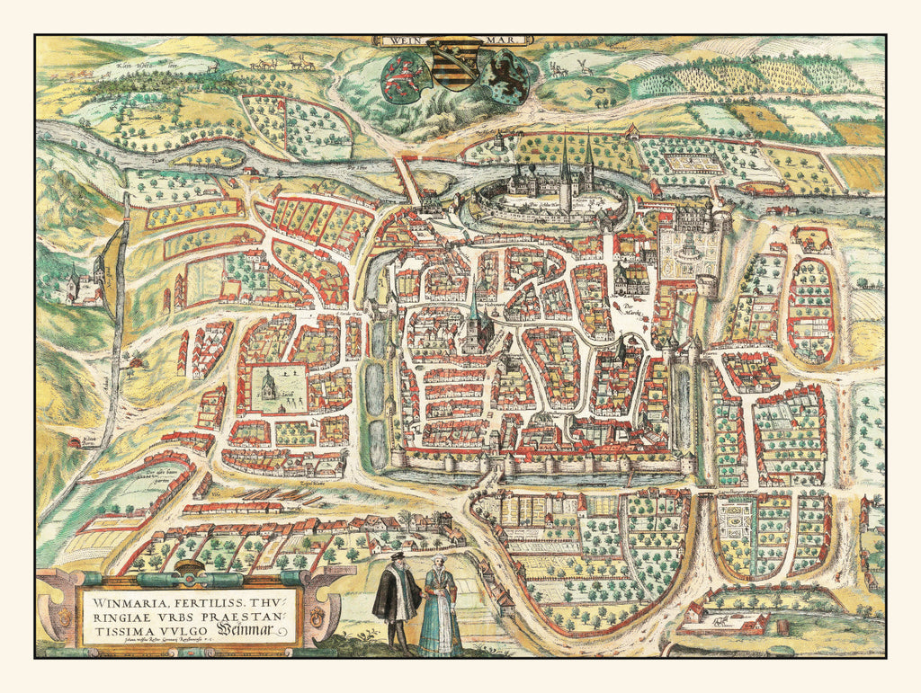 Vintage Map of Weimar, Germany 1582