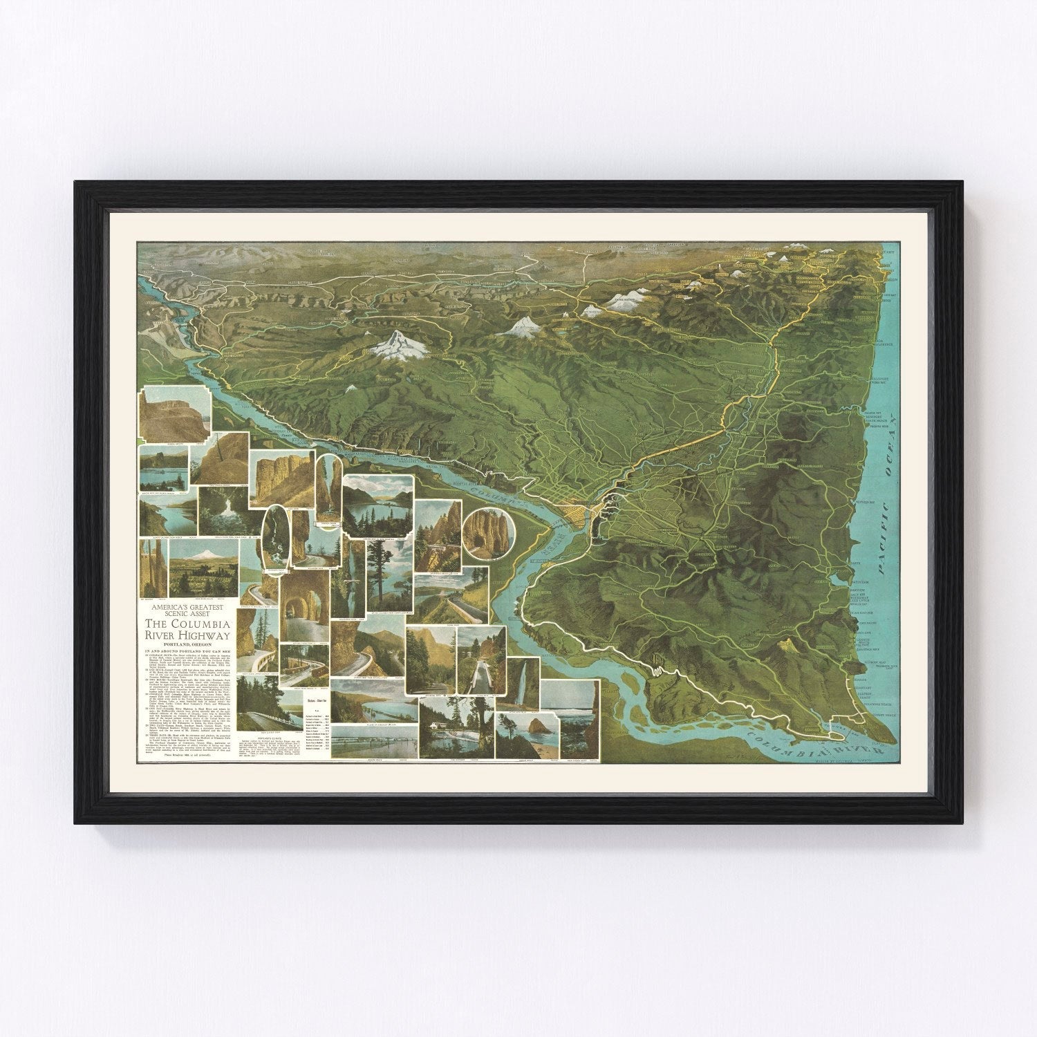 Vintage Columbia River Highway Oregon Map 1925