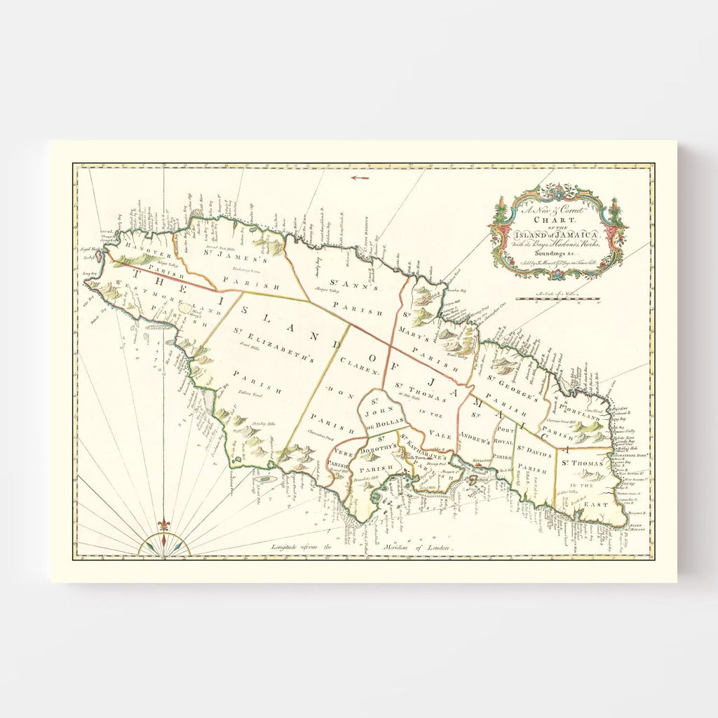 Vintage Map of Jamaica 1773