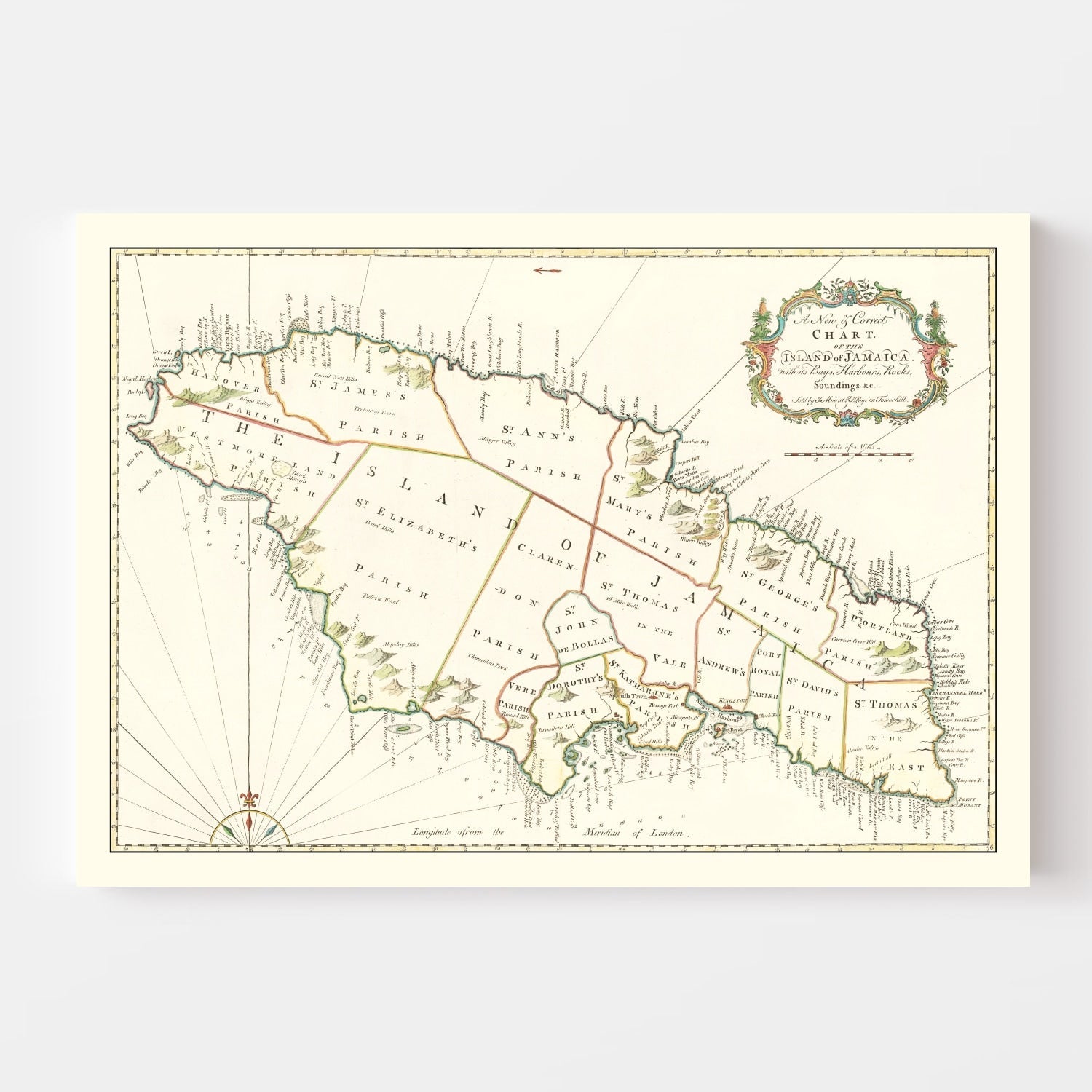 Vintage Map of Jamaica 1773