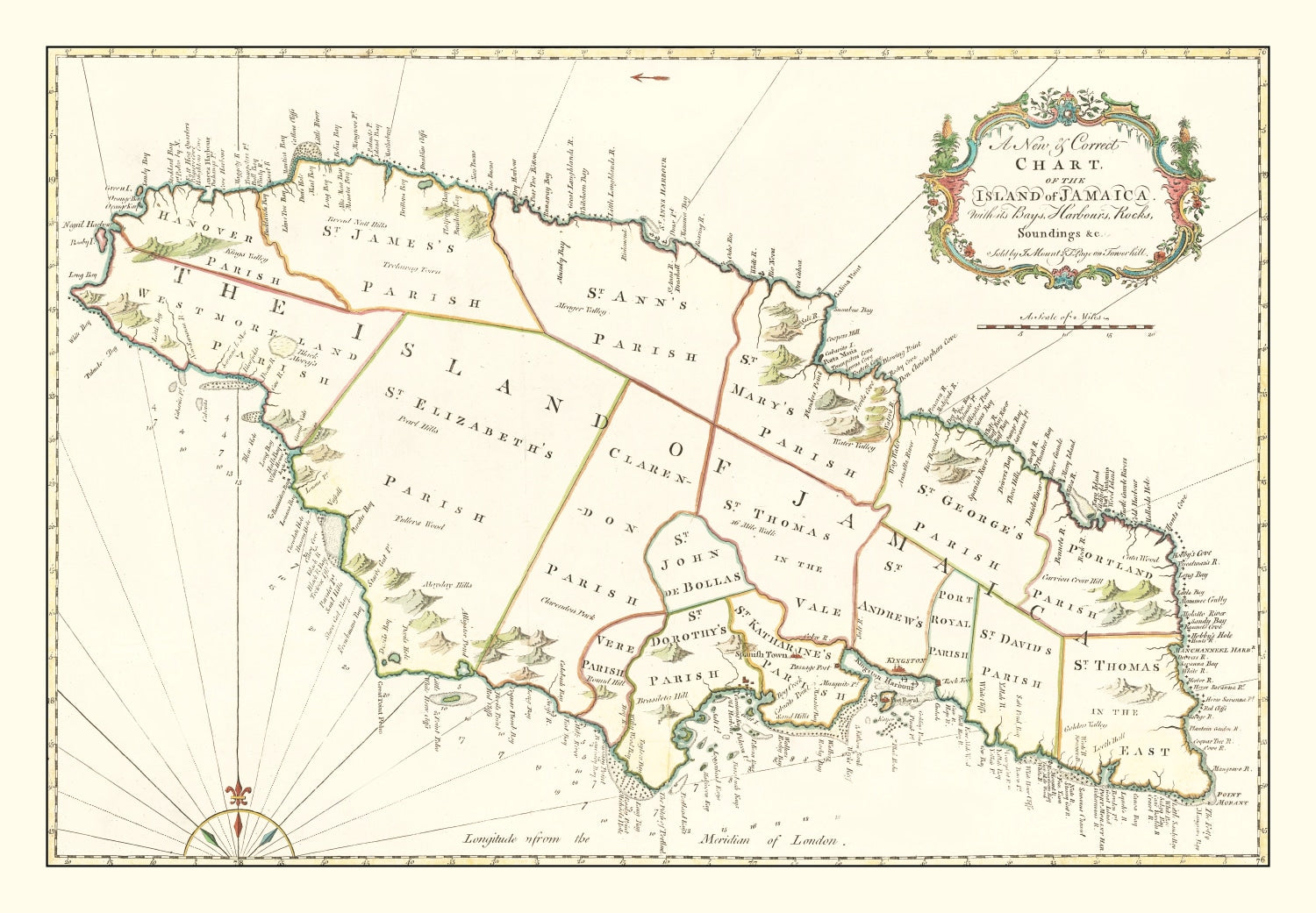 Vintage Map of Jamaica 1773