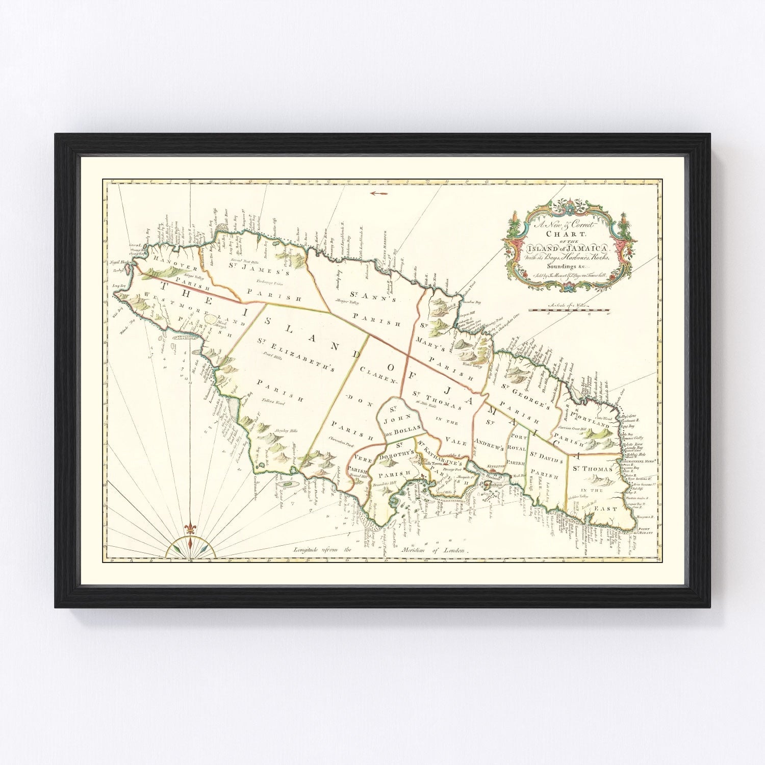 Vintage Map of Jamaica 1773