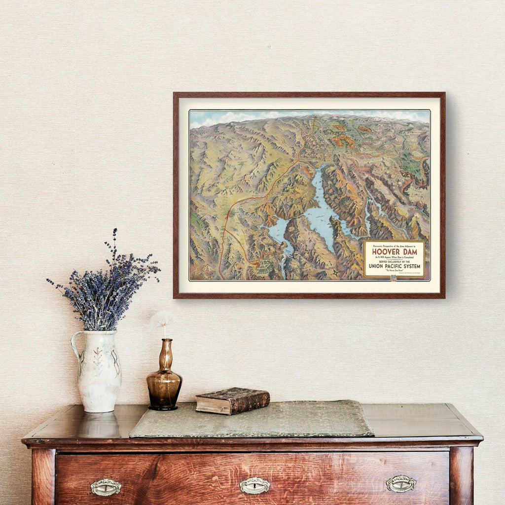 Vintage Hoover Dam & Lake Mead Map 1931