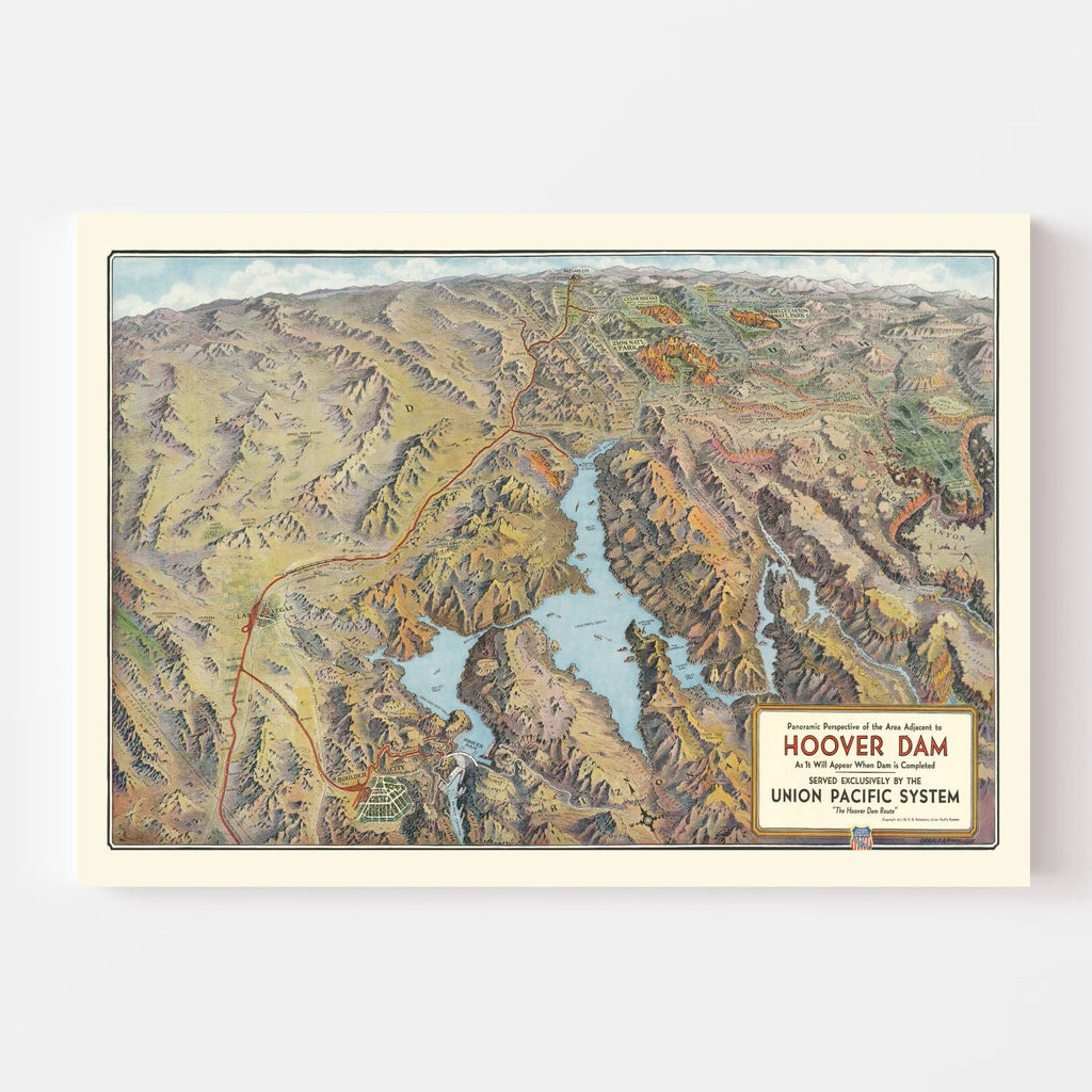 Vintage Hoover Dam & Lake Mead Map 1931
