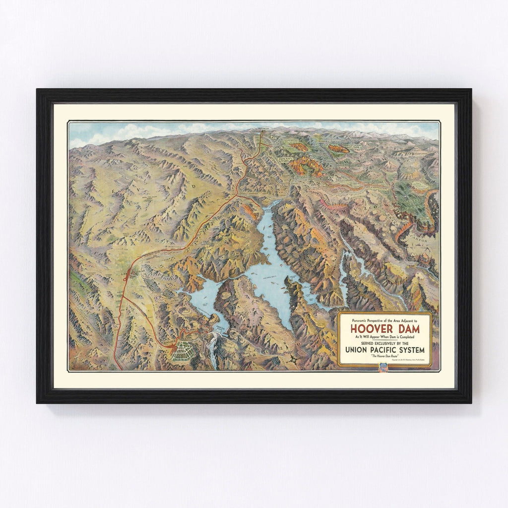 Vintage Hoover Dam & Lake Mead Map 1931