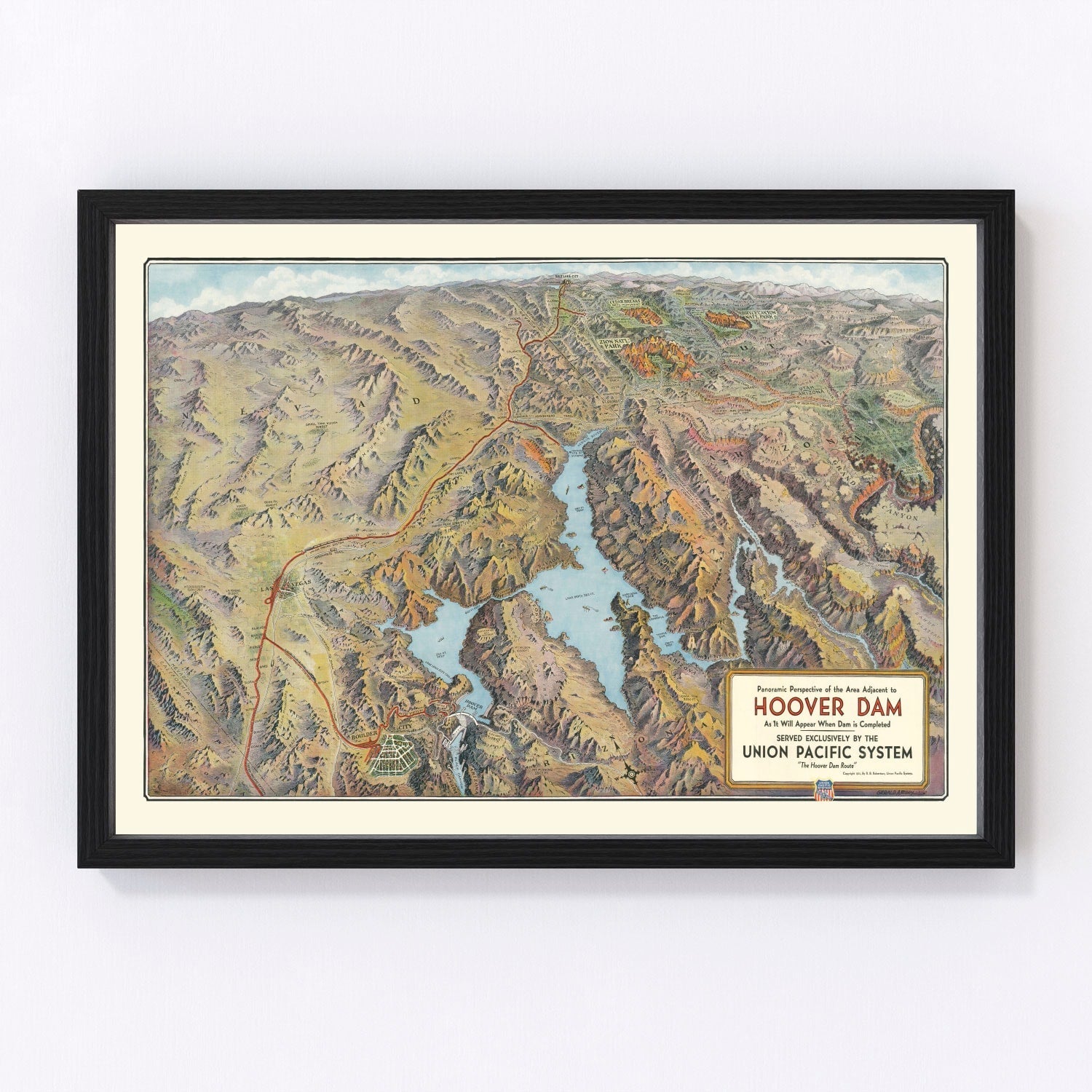 Vintage Hoover Dam & Lake Mead Map 1931