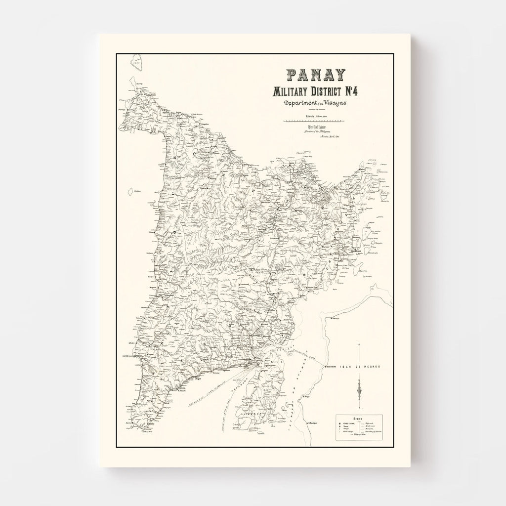 Vintage Panay, Philippines Map 1900