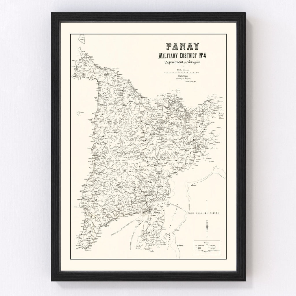 Vintage Panay, Philippines Map 1900