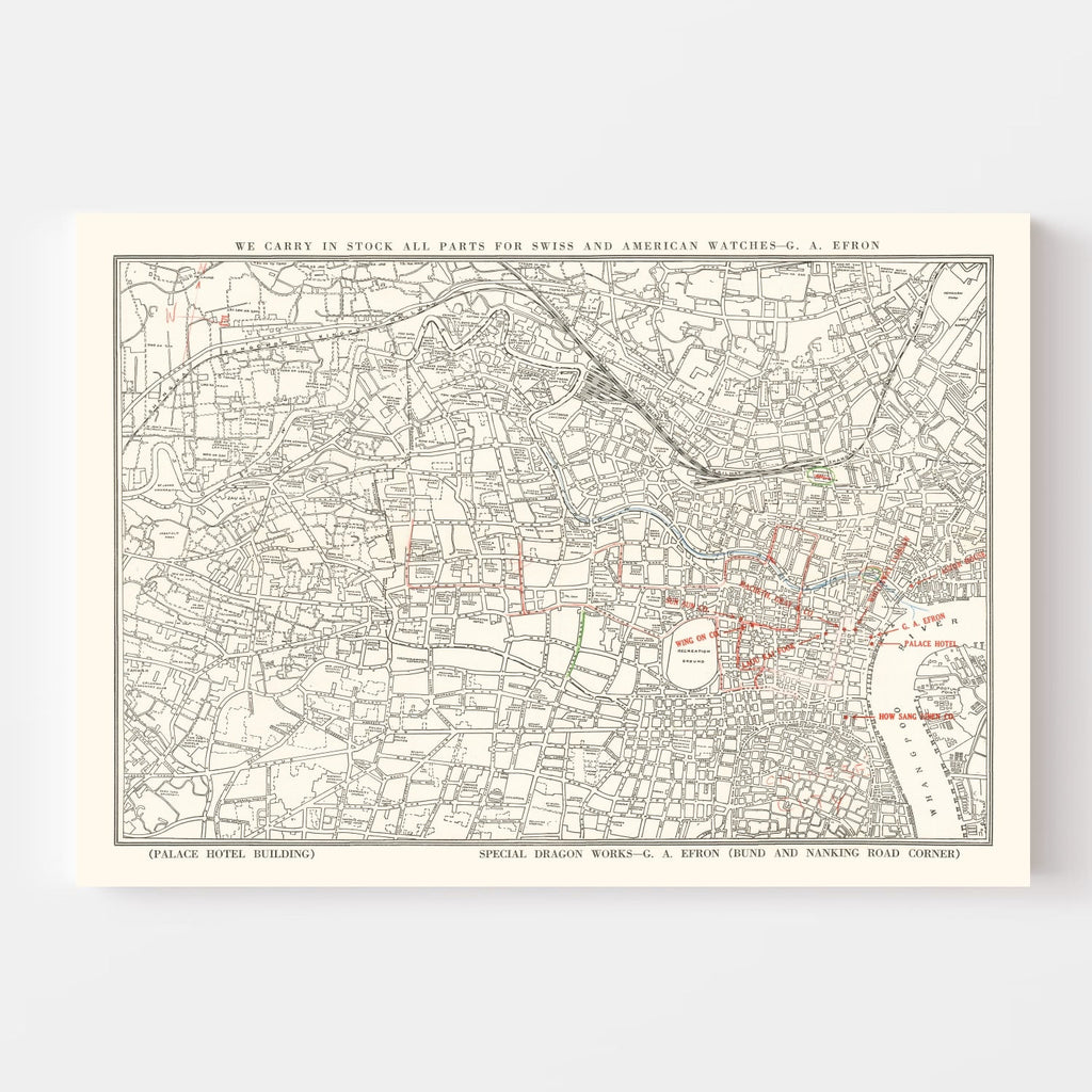 Vintage Map of Shanghai, China 1938