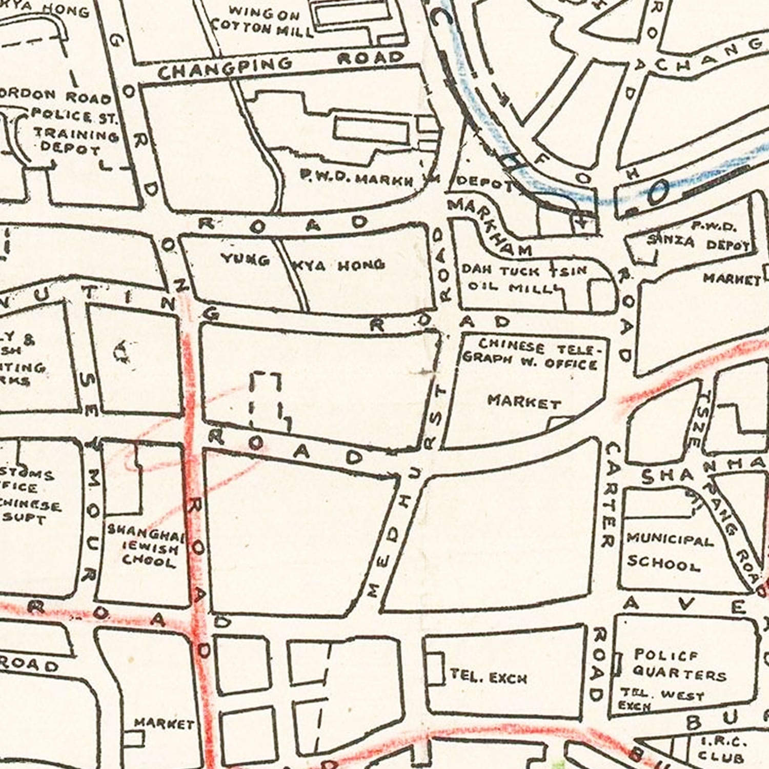 Vintage Map of Shanghai, China 1938