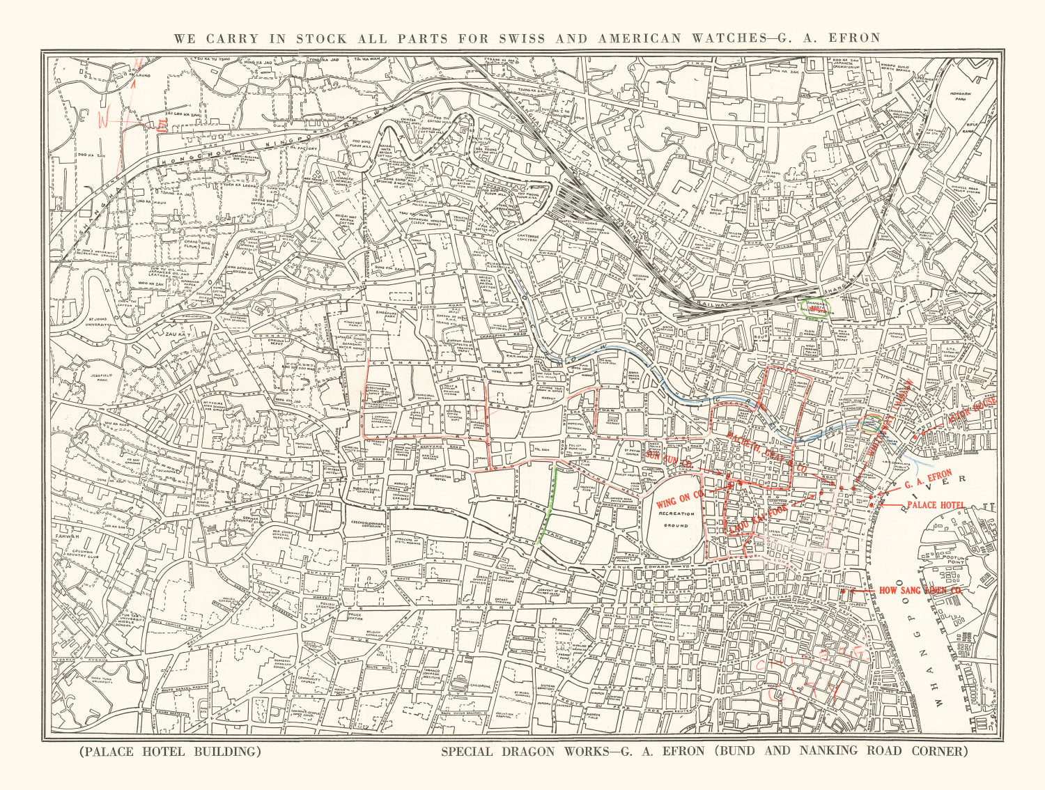 Vintage Map of Shanghai, China 1938