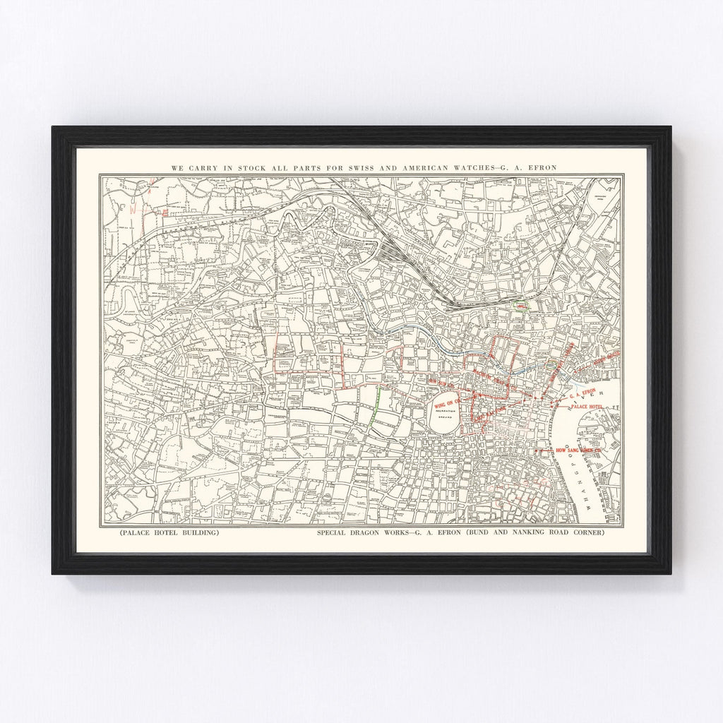Vintage Map of Shanghai, China 1938