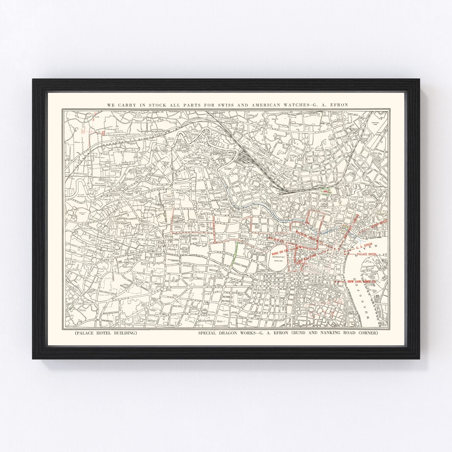 Vintage Map of Shanghai, China 1938