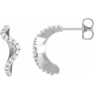 Platinum 1/5 CTW Natural Diamond 15.5 mm Hoop Earrings – image 3