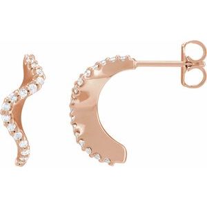 14K Rose Gold 1/5 CTW Natural Diamond 15.5 mm Hoop Earrings
