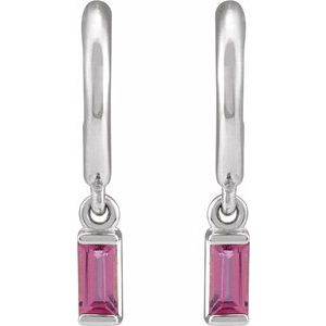 Platinum Natural Pink Tourmaline 17.6 mm Hoop Earrings – image 2