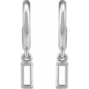 Platinum 4x2 mm Straight Baguette 17.6 mm Hoop Earring Mounting – image 2