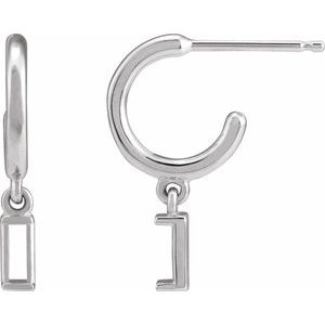 Platinum 4x2 mm Straight Baguette 17.6 mm Hoop Earring Mounting