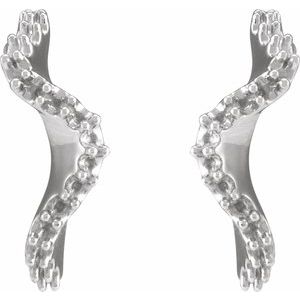14K White Gold 1.2 mm Round Accented Left 15.5 mm Hoop Earring Mounting – image 2