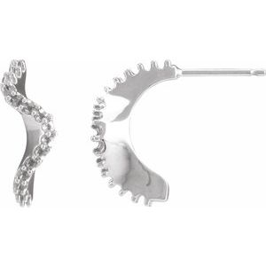 14K White Gold 1.2 mm Round Accented Left 15.5 mm Hoop Earring Mounting
