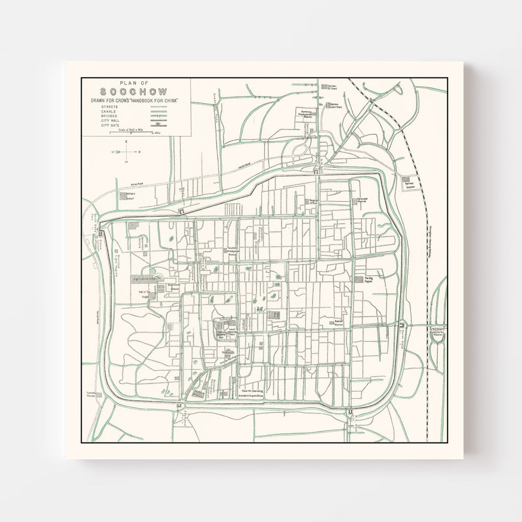 Vintage Map of Suzhou, China 1921