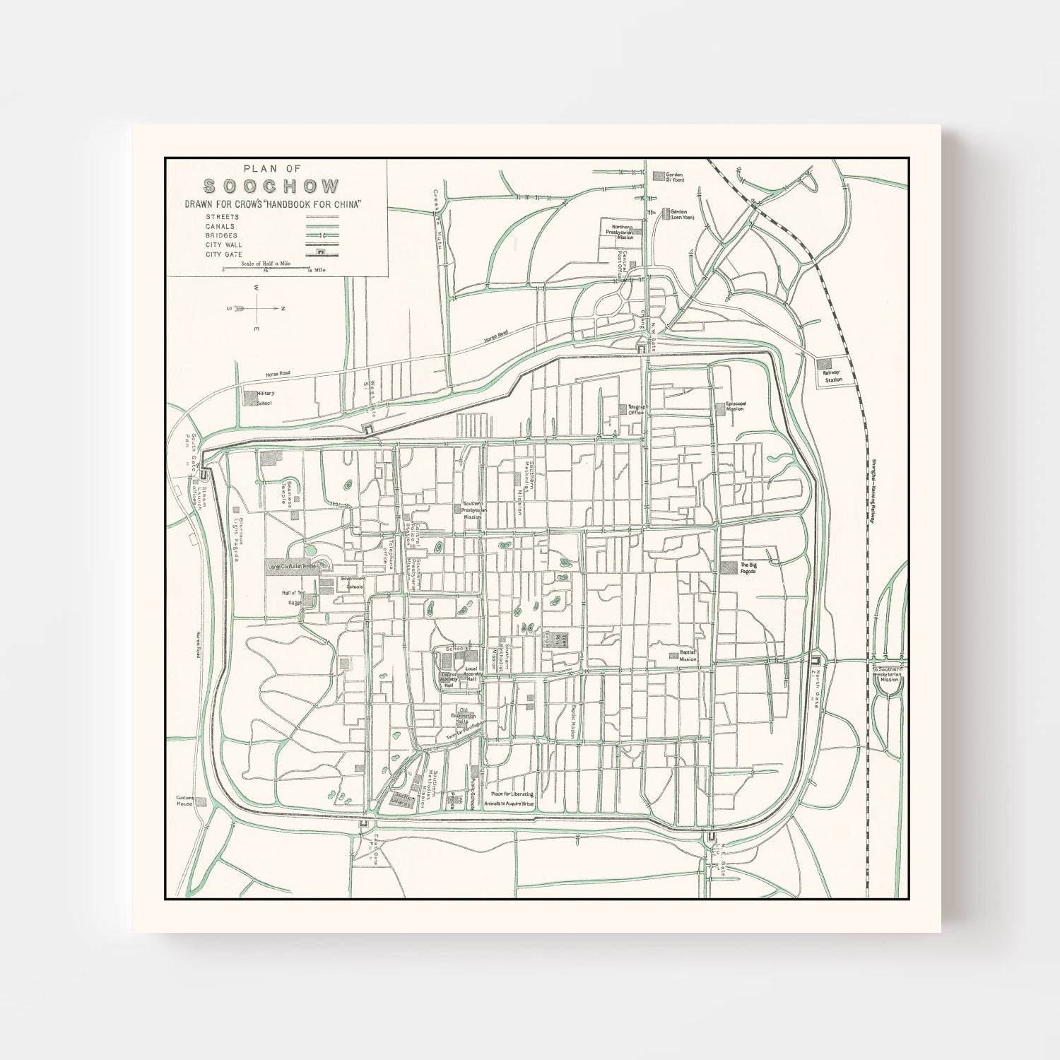 Vintage Map of Suzhou, China 1921