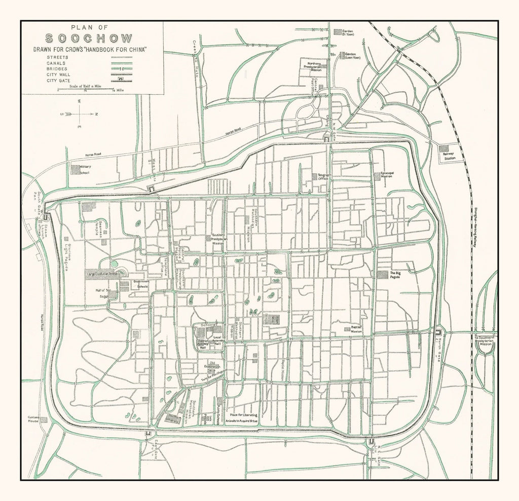 Vintage Map of Suzhou, China 1921