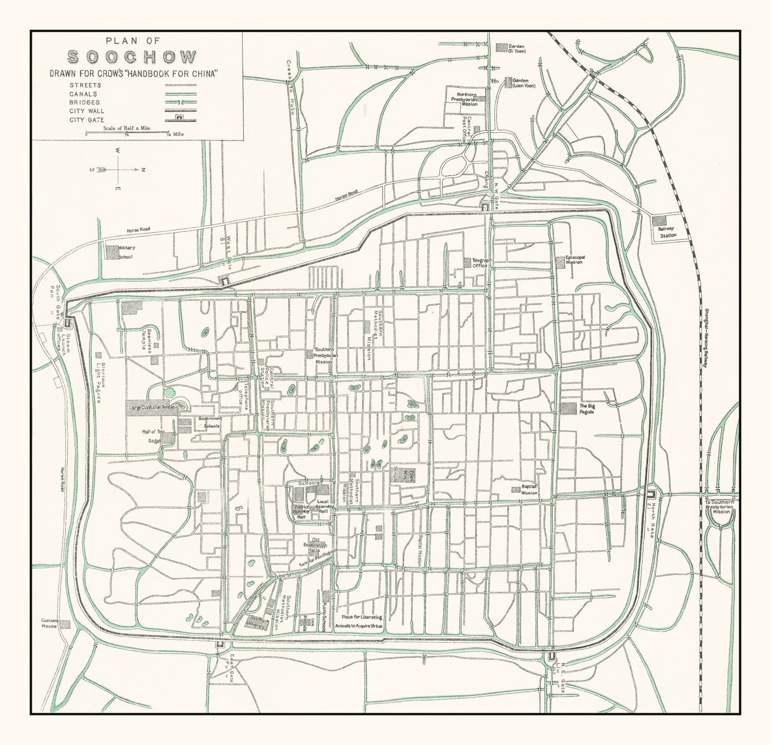 Vintage Map of Suzhou, China 1921