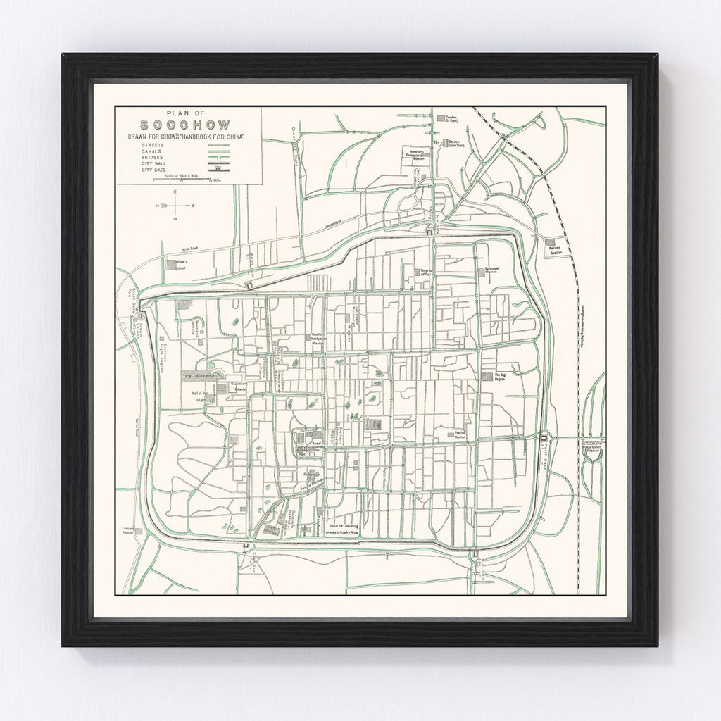 Vintage Map of Suzhou, China 1921