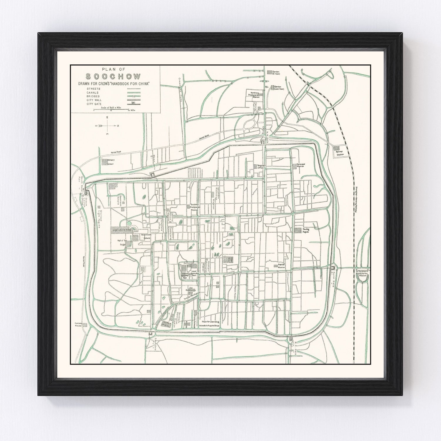 Vintage Map of Suzhou, China 1921