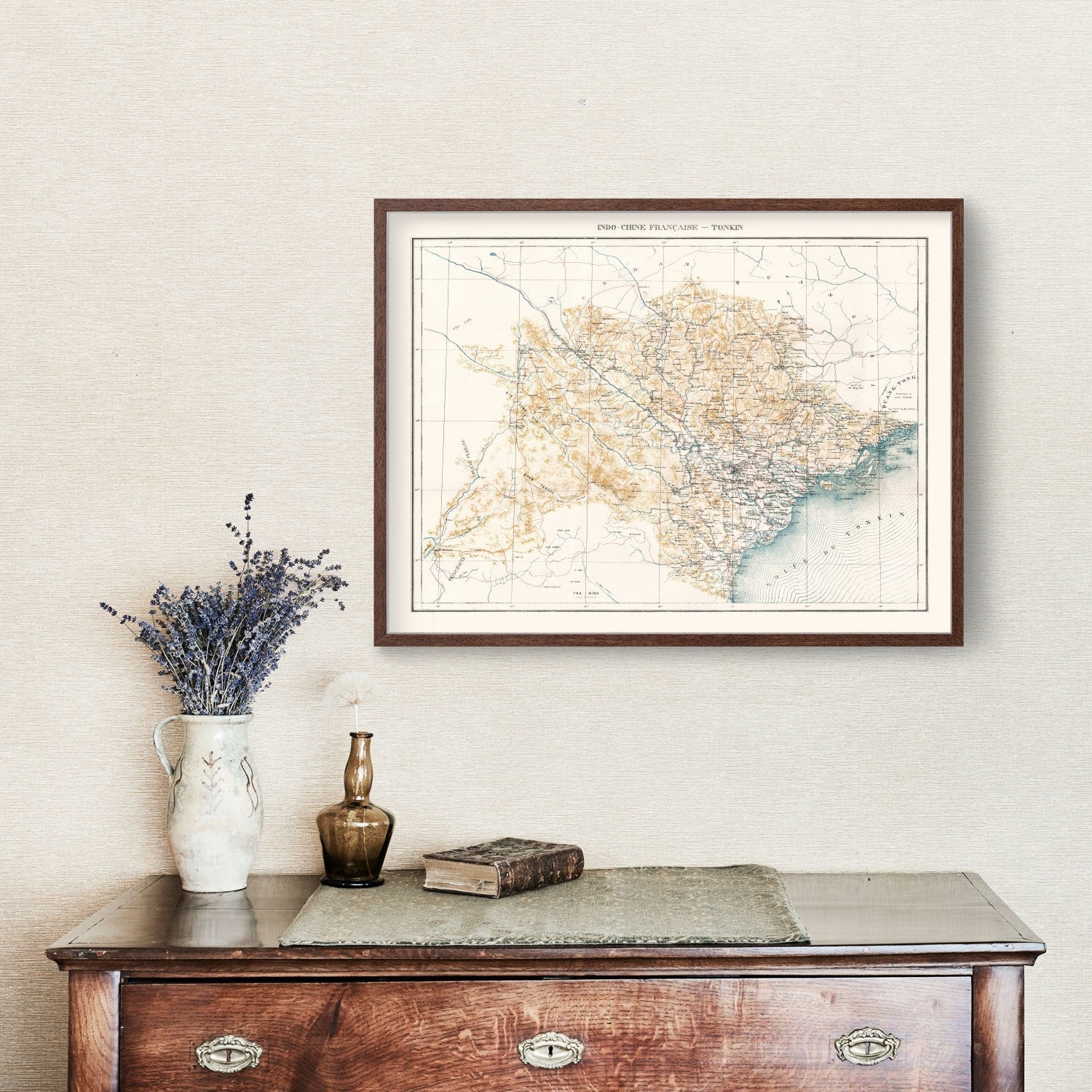 Vintage Tonkin, Vietnam Map 1889