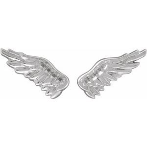 14K White Gold Accented Right Angel Wing Earring Mounting – image 2