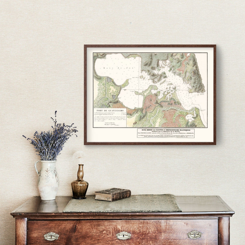 Vintage Guantanamo Bay Cuba Map 1830