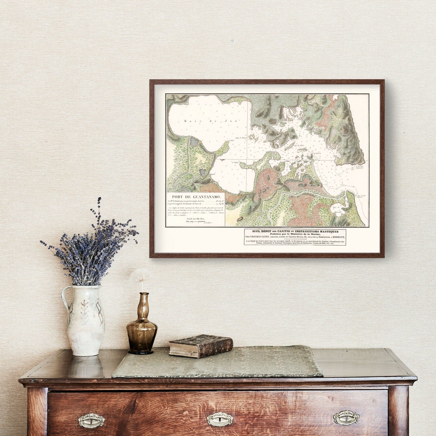 Vintage Guantanamo Bay Cuba Map 1830