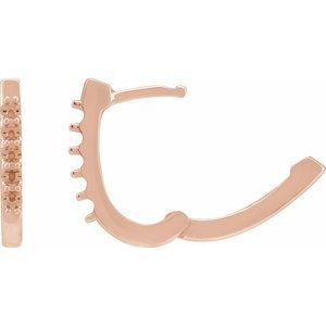 14K Rose Gold 1.9 mm Round Accented 15.1 mm Hoop Earring Mounting – image 3